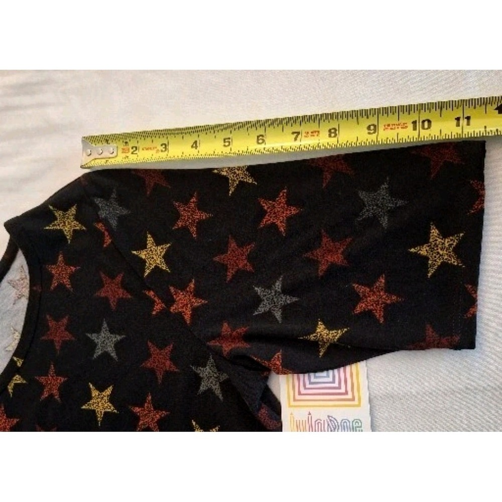 LuLaRoe Size L Black Dress Red Blue Gold Stars Soft Stretch Patriotic Large NWT - Picture 8 of 9